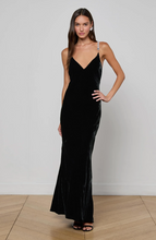 Load image into Gallery viewer, Saint Velvet Beaded Strap Gown Black