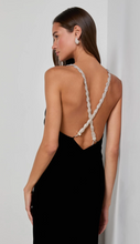 Load image into Gallery viewer, Saint Velvet Beaded Strap Gown Black