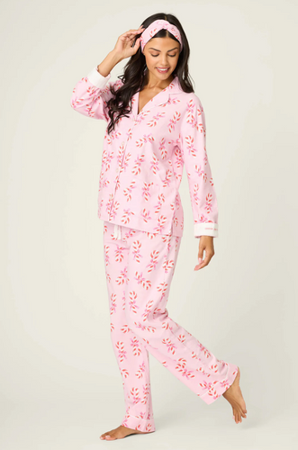 Sweeter Than Sugar Candy Cane Print Flannel PJ Set