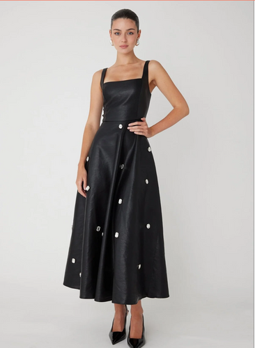 Faux Leather Dress with Crystals