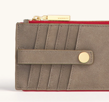 Load image into Gallery viewer, 210 West Wallet Pewter Brushed Gold Red Zip
