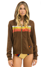 Load image into Gallery viewer, 5  Stripe Hoodie Chocolate/White Neon
