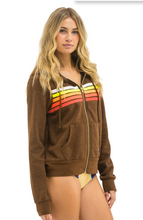 Load image into Gallery viewer, 5  Stripe Hoodie Chocolate/White Neon