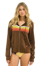 Load image into Gallery viewer, 5  Stripe Hoodie Chocolate/White Neon