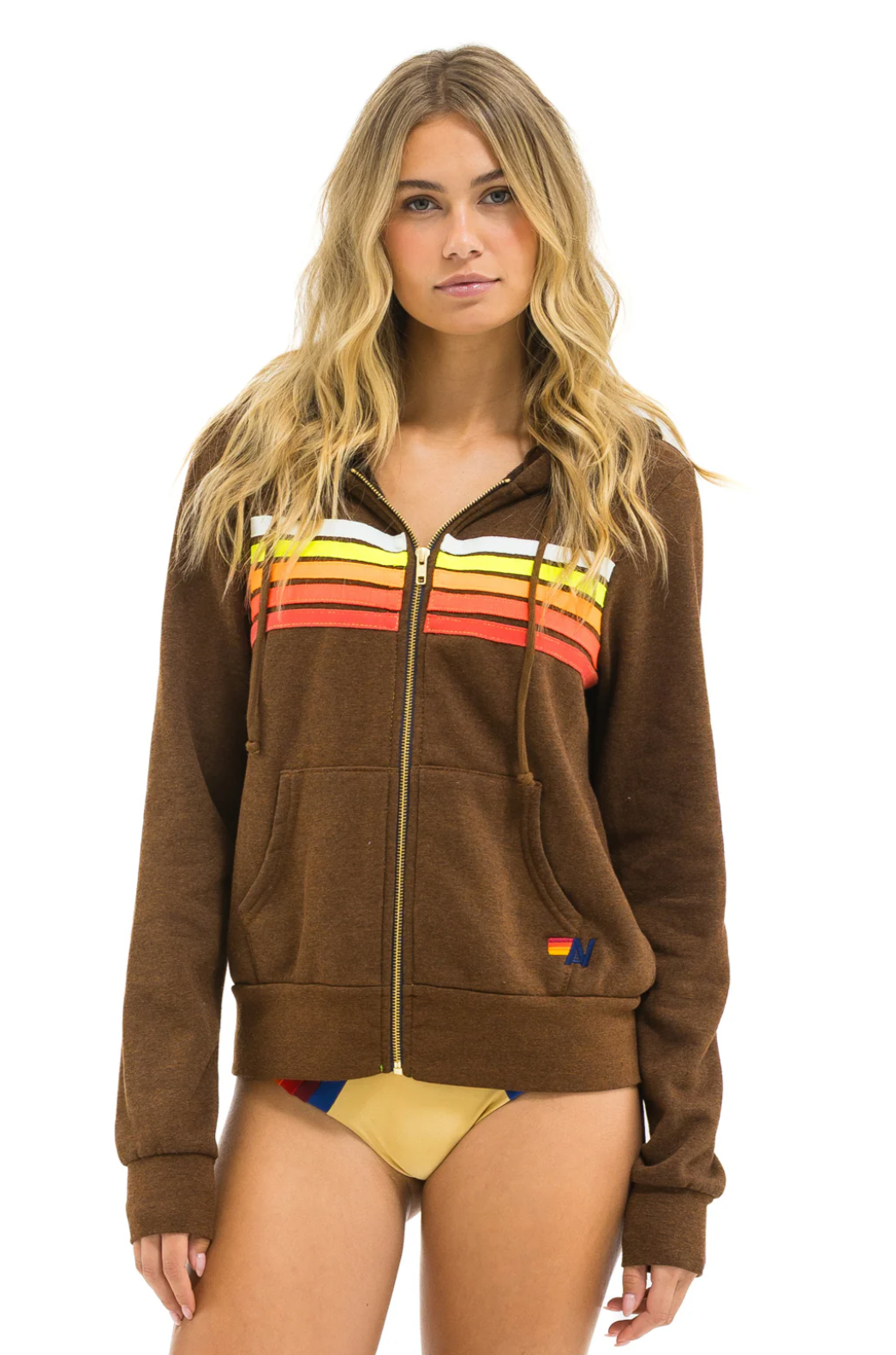 5  Stripe Hoodie Chocolate/White Neon