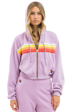 Load image into Gallery viewer, 5  Stripe Cropped Zip Hoodie Mauve