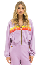 Load image into Gallery viewer, 5  Stripe Cropped Zip Hoodie Mauve