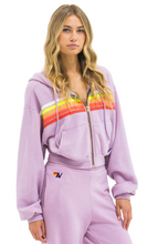 Load image into Gallery viewer, 5  Stripe Cropped Zip Hoodie Mauve