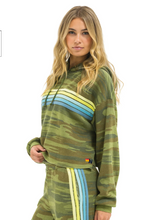 Load image into Gallery viewer, 5  Stripe Cropped Pullover Hoodie Camo