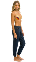 Load image into Gallery viewer, 5 Stripe Sweatpant Heather Navy/Neon