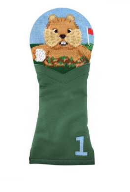 S&B  Gopher Gold Driver Headcover Green Leather