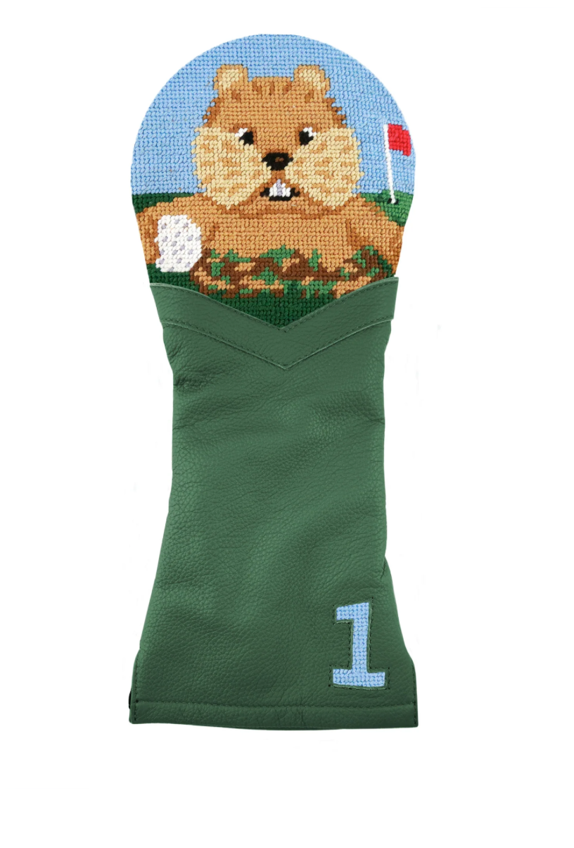 S&B  Gopher Gold Driver Headcover Green Leather