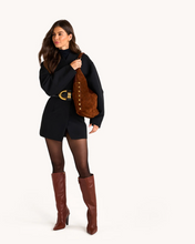 Load image into Gallery viewer, Tom Zip Large Zip Diamond  Chocolate Suede