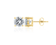 Load image into Gallery viewer, 3ct Brilliant Stud Earrings Gold