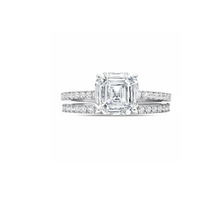 Load image into Gallery viewer, Asscher Solitaire and Pave Ring Finished in Platinum