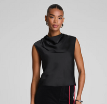 Load image into Gallery viewer, Sleeveless Cowl Neck Top Black