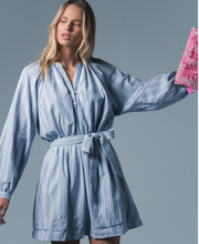 Load image into Gallery viewer, The Taryn Dress Blue Tribal Stripe