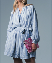 Load image into Gallery viewer, The Taryn Dress Blue Tribal Stripe
