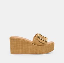 Load image into Gallery viewer, Jilian Wedges Raffia Mocha
