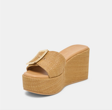 Load image into Gallery viewer, Jilian Wedges Raffia Mocha