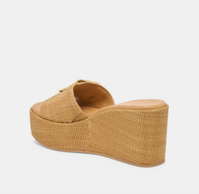 Load image into Gallery viewer, Jilian Wedges Raffia Mocha