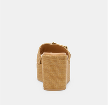 Load image into Gallery viewer, Jilian Wedges Raffia Mocha