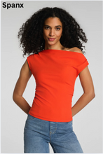 Load image into Gallery viewer, Ribbed Knit Ruched Ott-The-Shoulder Top