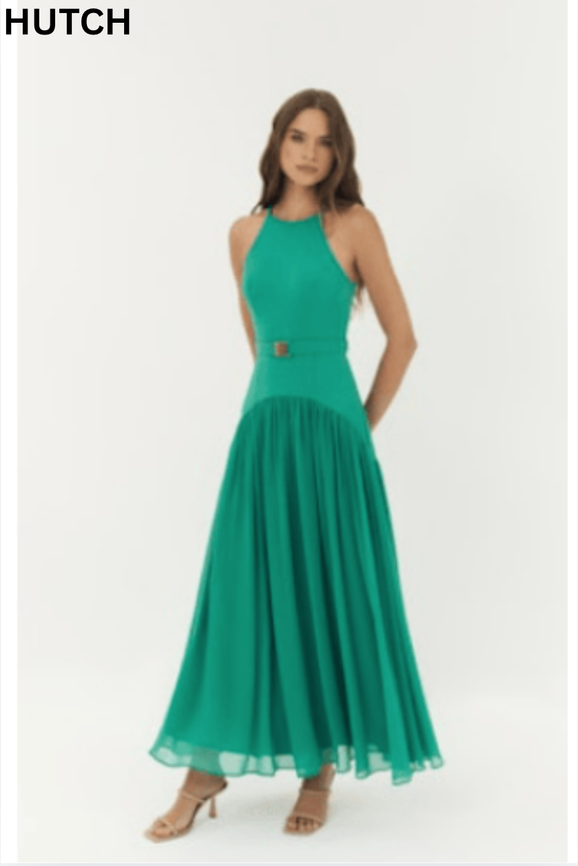 hutch green dress Hutch Abbey Belted Maxi Dress - Green