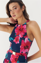 Load image into Gallery viewer, Abbey Dress Navy/Rasberry Watercolor