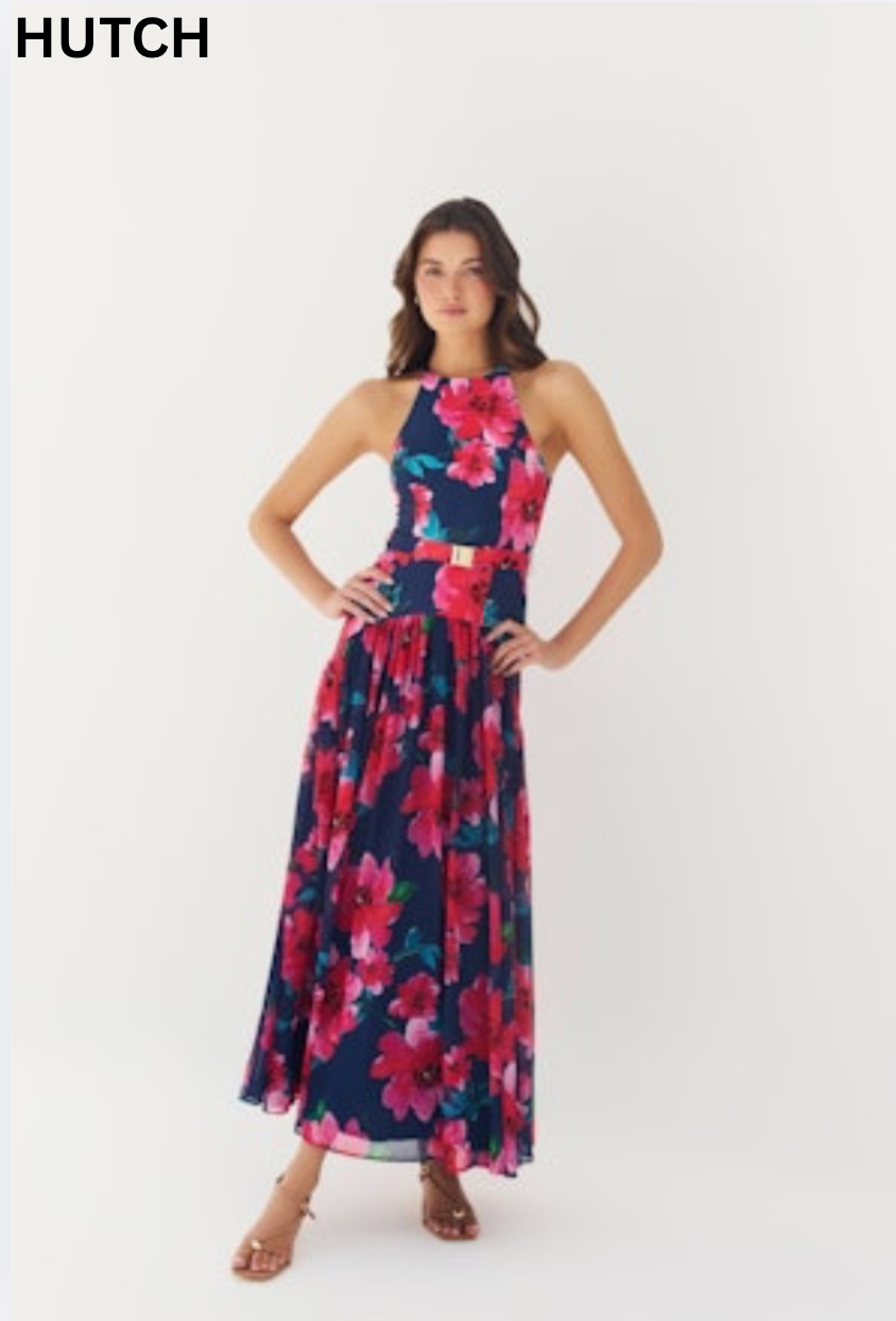 Abbey Dress Navy/Rasberry Watercolor The Blue Collection Abbey Dress Navy/Rasberry Watercolor The Blue Collection