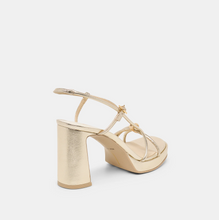 Load image into Gallery viewer, Odete Heels Gold Leather