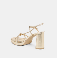 Load image into Gallery viewer, Odete Heels Gold Leather