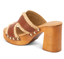 Load image into Gallery viewer, Mae Platform Raffia Wedge Brown