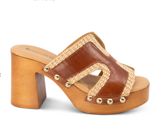 Load image into Gallery viewer, Mae Platform Raffia Wedge Brown