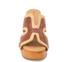 Load image into Gallery viewer, Mae Platform Raffia Wedge Brown