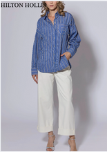 Load image into Gallery viewer, HH Barre Stripe Shirt Cobalt