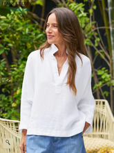 Load image into Gallery viewer, Gabi Washed Linen Popover Shirt