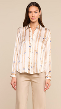 Load image into Gallery viewer, Tyler Silk Stripe Belt Print Blouse Ecru