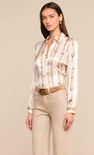 Load image into Gallery viewer, Tyler Silk Stripe Belt Print Blouse Ecru