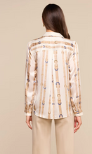 Load image into Gallery viewer, Tyler Silk Stripe Belt Print Blouse Ecru