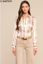 Load image into Gallery viewer, Tyler Silk Stripe Belt Print Blouse Ecru