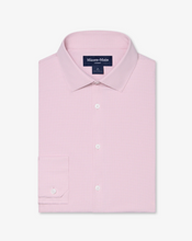 Load image into Gallery viewer, Mizzen+Main Leeward Dress Shirt with subtle plaid pattern, folded and displayed flat