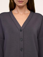 Load image into Gallery viewer, Women's button-front V-neck cardigan with long sleeves and relaxed fit