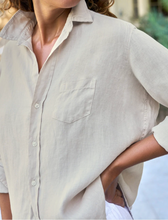 Load image into Gallery viewer, Frank &amp; Eileen Eileen Linen Shirt in sand beige with chest pocket and white buttons