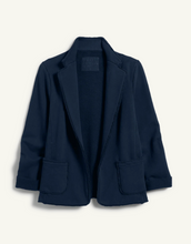 Load image into Gallery viewer, Frank &amp; Eileen Dublin navy blue open-front sweatshirt blazer with patch pockets