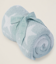 Load image into Gallery viewer, Soft rolled Barefoot Dreams receiving blanket with star pattern, tied with decorative ribbon bow