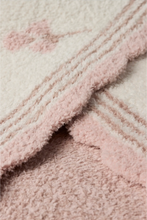Load image into Gallery viewer, Barefoot Dreams pink and cream floral textured soft cozy blanket close-up