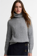Barbour Ambleside cable-knit turtleneck sweater with textured pattern and ribbed cuffs