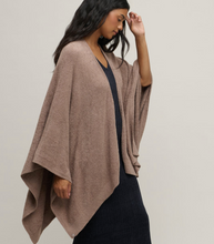 Load image into Gallery viewer, Woman wearing a soft, draped knit wrap over a ribbed midi dress, styled casually