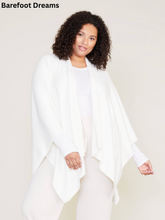 Load image into Gallery viewer, Model wearing a cozy draped wrap cardigan with flowing open front and long sleeves